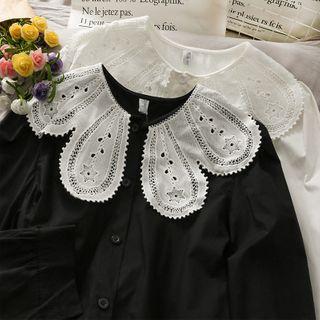 Lace-collar Colorblock Loose Blouse