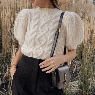 Puff Sleeve Cable-knit Sweater