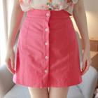 Button-front Seam-trim Miniskirt