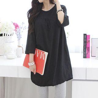 3/4-sleeve Shirred Long T-shirt