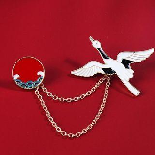 Crane / Rabbit Alloy Brooch
