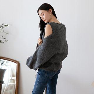 Set: Balloon-sleeve Knit Bolero + Sleeveless Top
