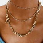 Layered Chain Necklace 1 Pc - Gold - One Size