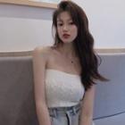 Cable Knit Tube Top White - One Size