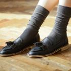 Square-toe Frill-trim Penny Loafers