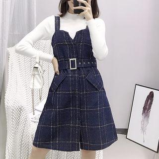 Long Sleeve Knit Top / Plaid Dress