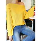 J-size - Off-shoulder Boxy-fit T-shirt