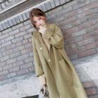 Open Front Coat / Hooded Snap-button Long Vest