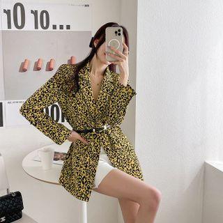 Single-button Leopard Blazer
