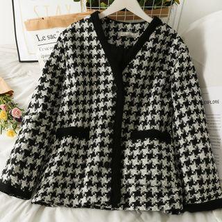 Houndstooth Loose Jacket Black - One Size