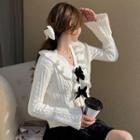 Off-shoulder Bow Accent Sweater