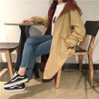 Two-tone Loose Fit Hooded Jacket Khaki - One Size