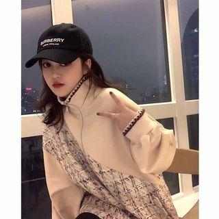 Plaid Turtle-neck Loose-fit Jacket
