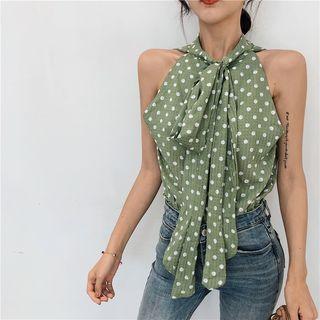 Polka Dot Tie-neck Halter Top