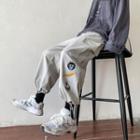Cartoon Embroidered Cargo Pants