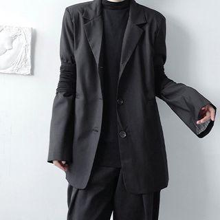 Shirred Panel Single-breasted Blazer