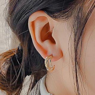 Polished Alloy Earring 1 Pair - Silver Needle - Gold - One Size