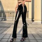 Faux Leather High-waist Cut-out Pants