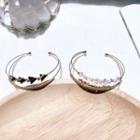 Rhinestone / Faux Pearl Layered Open Bangle