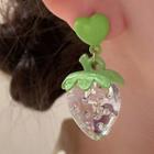 Heart Strawberry Acrylic Dangle Earring 1 Pair - Silver Needle - Green - One Size