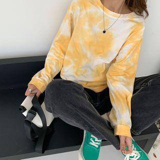 Long-sleeve Loose-fit Tie Dyed Top