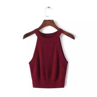 Knitted Halter-neck Crop Top