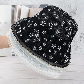 Flower Lace Trim Bucket Hat
