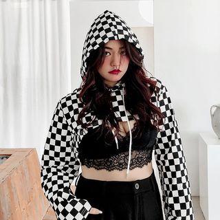 Plaid Cropped Hoodie