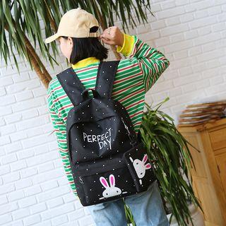 Printed Dotted Nylon Backpack With Pouch