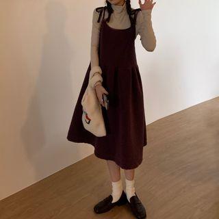 Spaghetti Strap Midi A-line Dress Purple - One Size