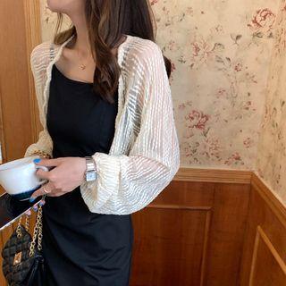 Open-front Lace Lightweight Cardigan Almond - One Size