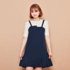 Inset Ribbed Top Striped Dress