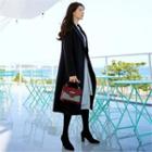 Snap-button Long Wool Blend Coat