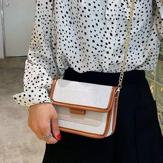 Piped Linen Crossbody Bag
