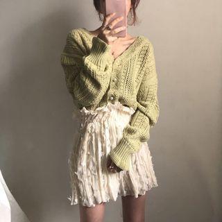 Pearl Button Pointelle Knit Cardigan