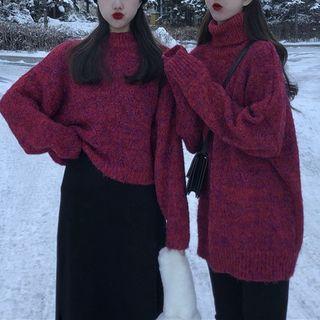 Mock Neck Glitter Sweater/ Long Sweater
