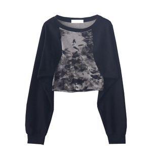 Print Sweatshirt Gray & Black - One Size