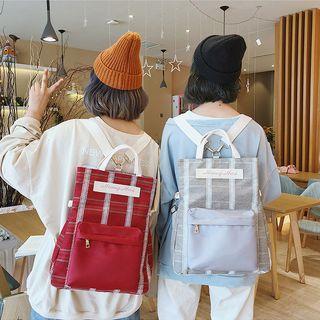 Canvas Top Handle Plaid Backpack