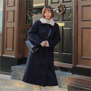 Sherpa-fleece Collared Long Coat