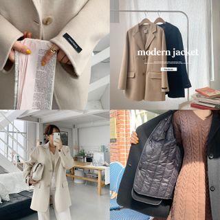 Inset Padded Vest Wool Blend Blazer