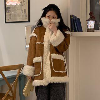 Reversible Faux-shearling Jacket Camel & Ivory - One Size