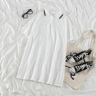 Short-sleeve Polo A-line Dress White - One Size
