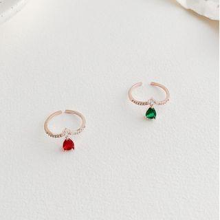 Cz Open Ring 1 Pc - Cz Open Ring - Red - One Size
