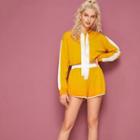 Set: Two-tone Cropped Hoodie + Shorts