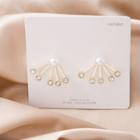 Faux Pearl Rhinestone Swing Earring 1 Pair - E1099 - Gold - One Size