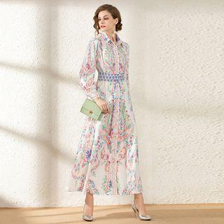 Patterned A-line Maxi Shirtdress