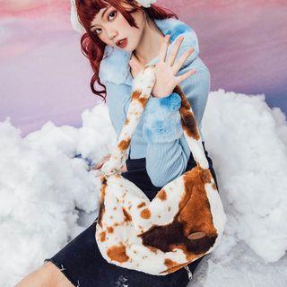 Fleece Shoulder Bag Brown & Beige - One Size