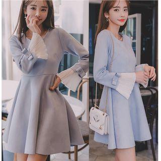 Flared Long-sleeve A-line Dress