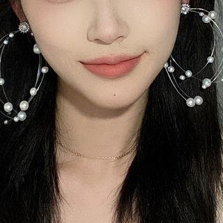 Faux Pearl & Rhinestone Earring As Shown In Figure - One Size
