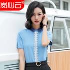 Lace-trim Short-sleeve Shirt/ Mini Pencil Skirt/ Set